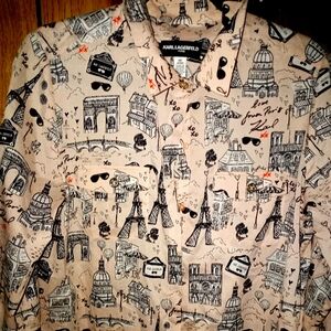Karl Lagerfeld  women blouse medium GUC worn twice long sleeves